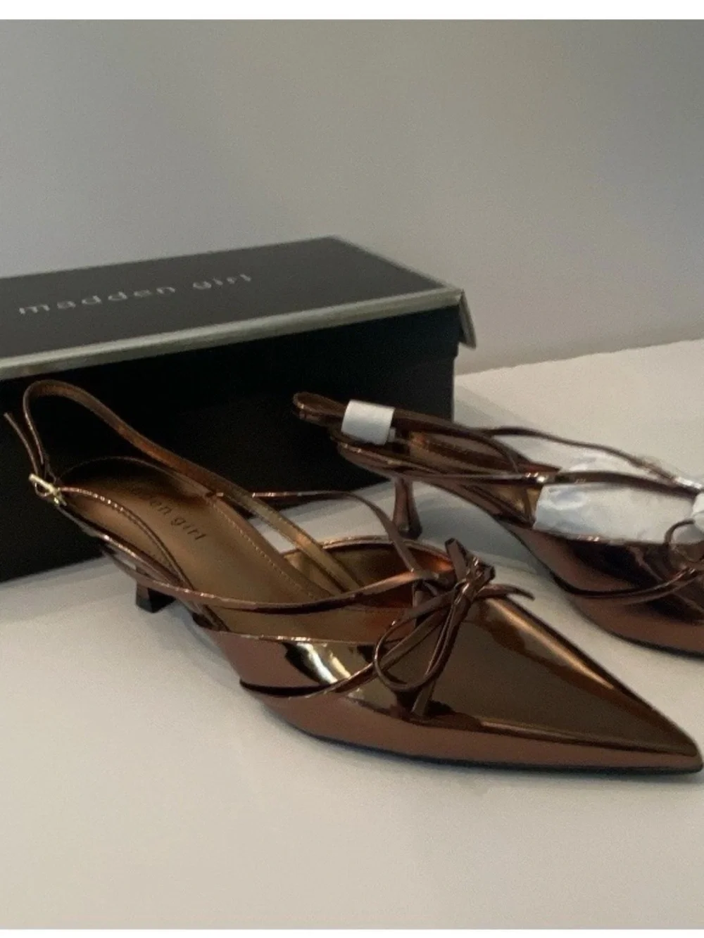 Madden Girl Copper Metallic Pointed Slingback Flats